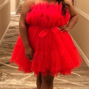 Red Tulle Dress.